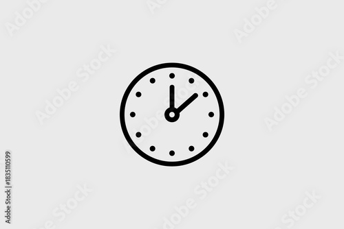 Minimalist professional analog clock face outline icon illustrating the time set precisely at two o'clock, symbolizing important schedule planning, urgent deadline tracking, and efficient productivity