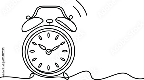 Vintage alarm clock with ringing bells and hands showing time Vector