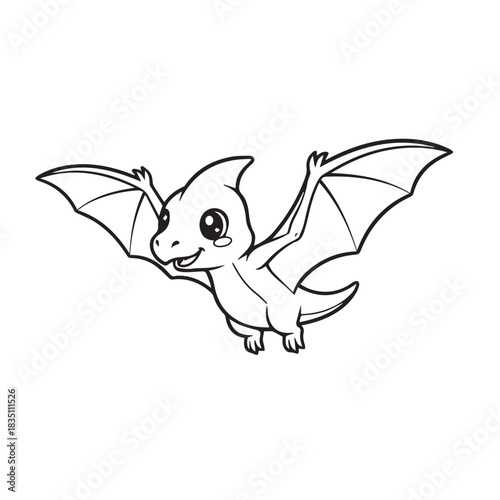 Pterodactyl dinosaur vector illustration coloring pages coloring book 