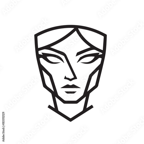 black and white portrait of a woman vector logo