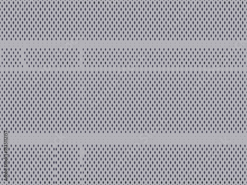Seamless repeating geometric perforated diamond pattern background texture in minimalist light gray and dark indigo blue, creating a modern architectural industrial mesh textile design perfect for tec