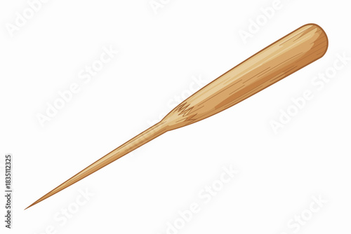 Exaggerated sharp wooden baseball bat spike illustration, isolated graphic vector representing pinpoint accuracy, danger, violence, or precision, an unusual fantasy weapon or tool for modern digital d