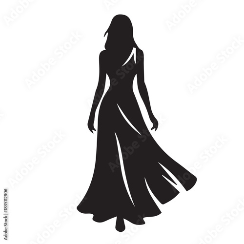 silhouette of a woman in a dress logo vector