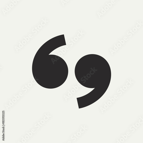 Quotation mark isolated against white background. Simple quotation mark graphic element, a punctuation symbol, perfect for quotes, citations, or direct speech.