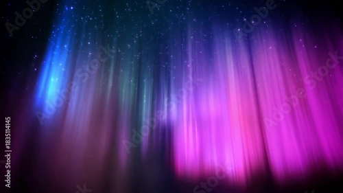 Vibrant abstract aurora borealis northern lights background with stars loop motion graphic