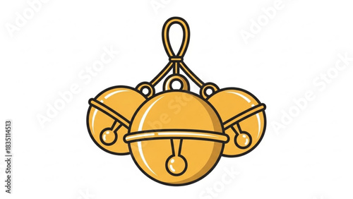 Golden christmas bells vector illustration holiday jingle bells festive season decoration graphic element design