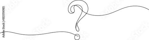 A single continuous black line elegantly forms a question mark on a clean white background