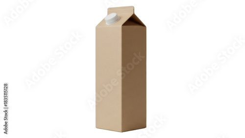 Valokuva Blank brown carton box isolated PNG, milk or juice packaging mockup on transpare