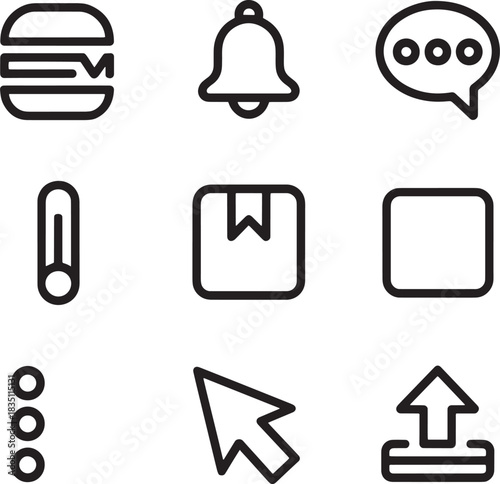 Burger icon representing fast food restaurant or online food delivery service order