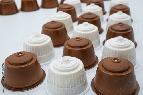Rows of Coffee and Milk pods for a wide variety of coffee machines