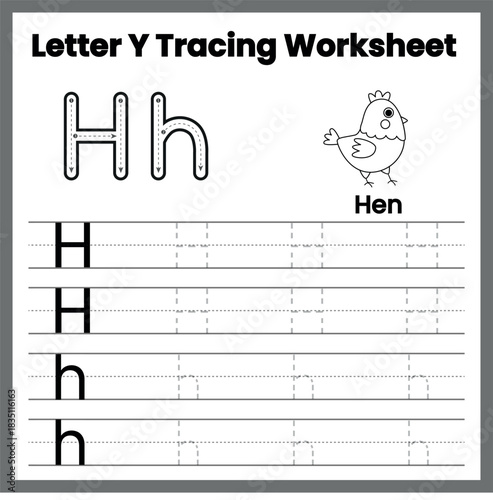 Letter Formation Hh Worksheet – Uppercase and Lowercase H Tracing Practice Page