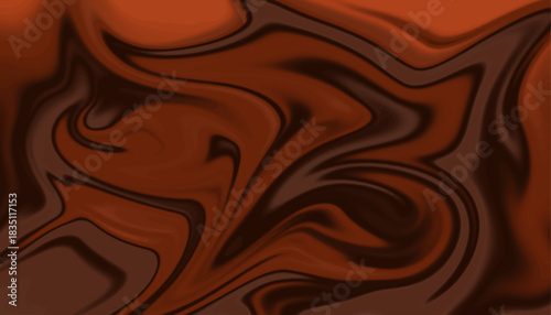 Warm, rich brown and dark orange marbled liquid art background. Chocolate and coffee-inspired fluid flow texture, luxurious and elegant,
