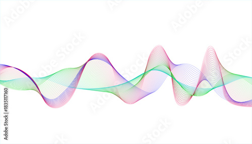 Modern sound frequency or equalizer art with a translucent effect. Delicate, flowing lines creating a minimalist and ethereal border.