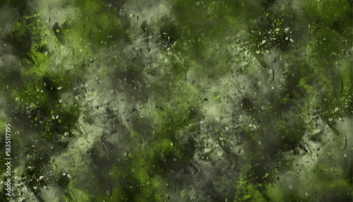 Gritty and detailed splatter or nebula effect wallpaper. Dark and moody green smoke or powder explosion texture.