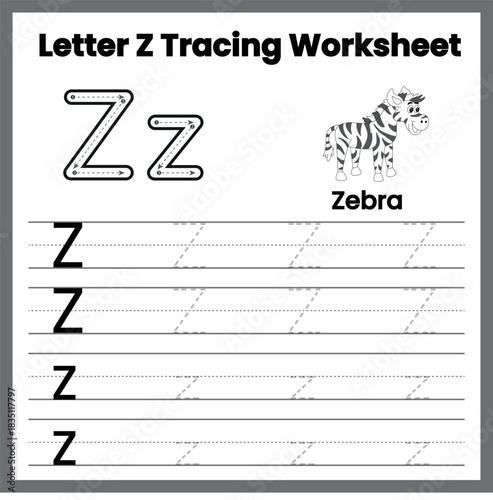 Letter Formation Zz Worksheet – Uppercase and Lowercase Z Tracing Practice Page