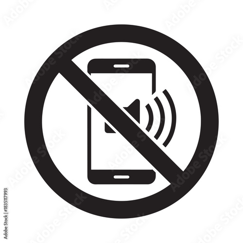 No Cell Phone Sign with Sound Off Icon