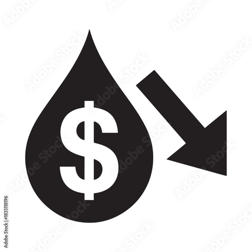 Drop in Fuel Prices Concept with Dollar Sign and Arrow
