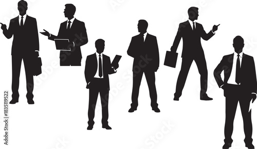 Business People Silhouette Collection A Set of Professional Men in Various Poses Representing Business Concepts