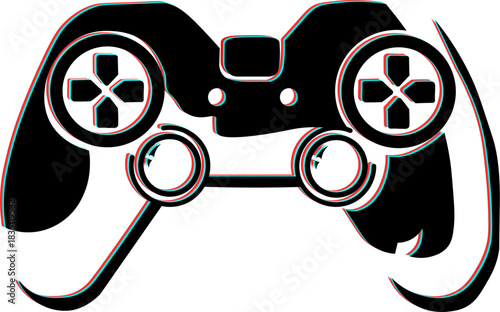 Graphic representation of a gaming controller with simple lines and shapes on a white background used for gaming topic