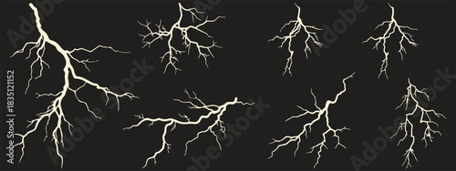 Lightning Bolt Vector Set – Electric Thunder Clipart, Flash Silhouette