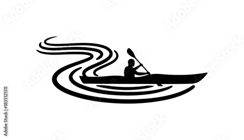 Kayaking adventure logo illustration for outdoor activity branding design element