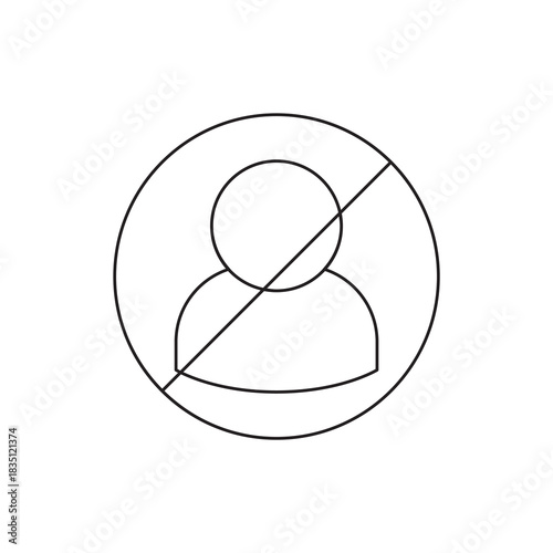 Forbidden Restricted User Access Ban Line Icon