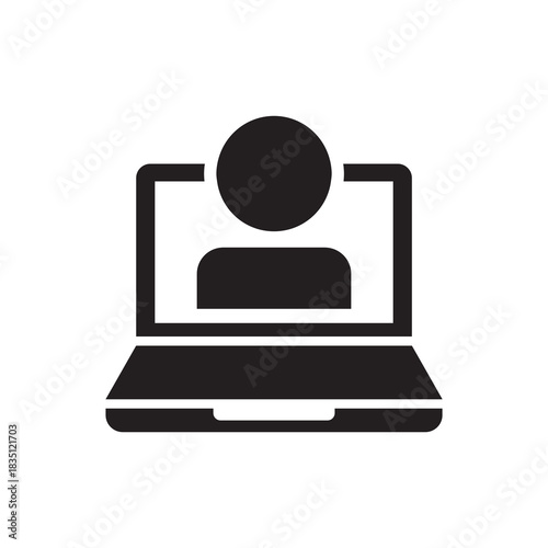 Remote Working User Laptop Computer Solid Icon
