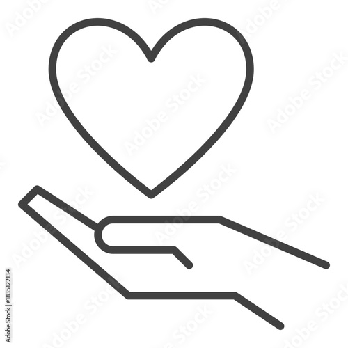 Hand and Heart vector soul and spirit thin line icon or symbol