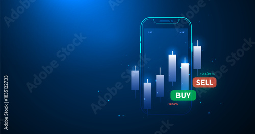 Digital Mobile Stock Trading App Vector Illustration for Financial Investment and Market Analysis Growth Chart
