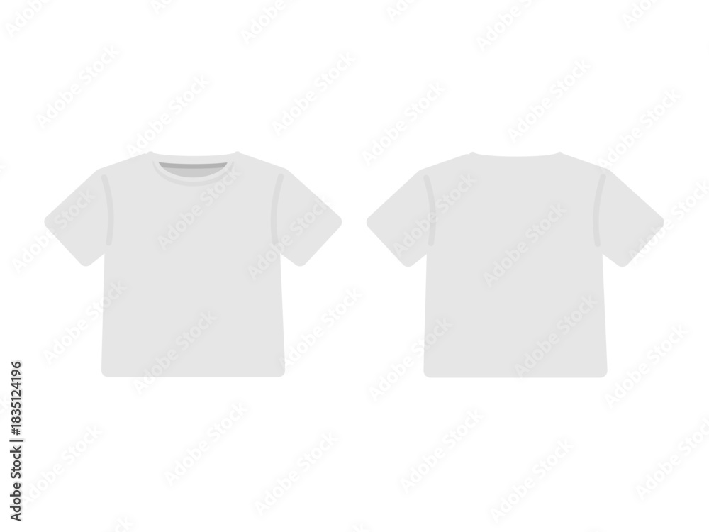 Naklejka premium Tシャツ 服 前面 背面 イラストセット（白色）