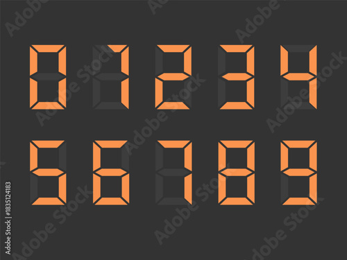 デジタル数字（オレンジ色）　イラスト