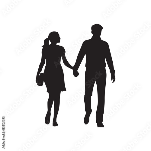 Couple Walking Silhouette Illustration