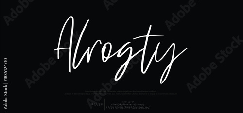 Abstract minimal creative alphabet fonts. Flat twisted Regular font with dot.