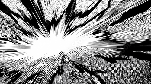 漫画風の光が炸裂する集中線スピード背景