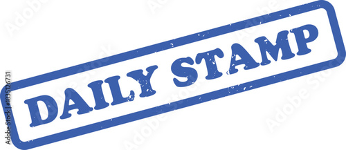 Blue Daily Stamp Text with Grunge Edge on White Background Isolated