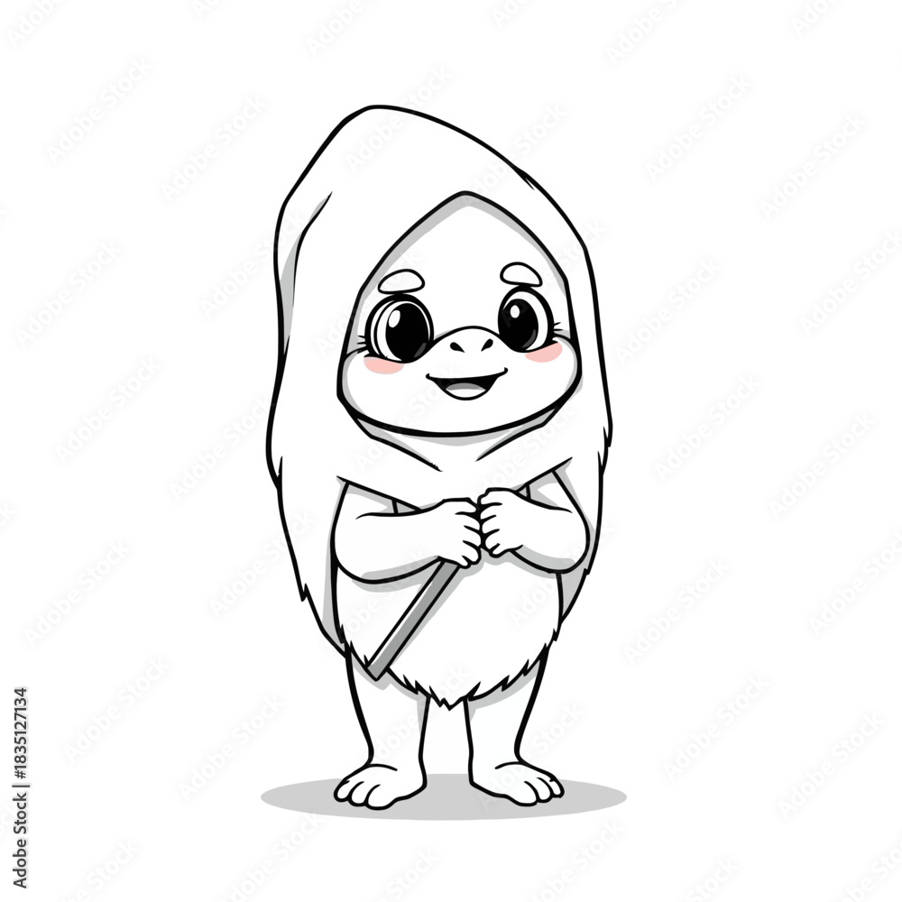 Obraz premium Cute cartoon yeti drawing illustration for kids coloring book page vector image design outline isolated