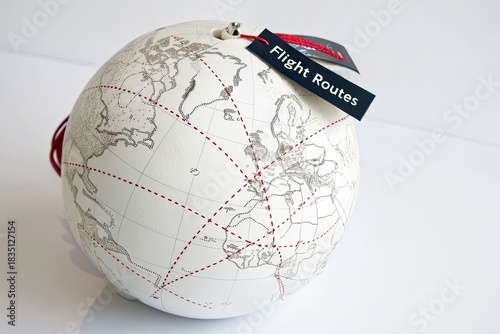 Globe with Flight Routes Tag Exploring Global Travel and Destinations Worldwide