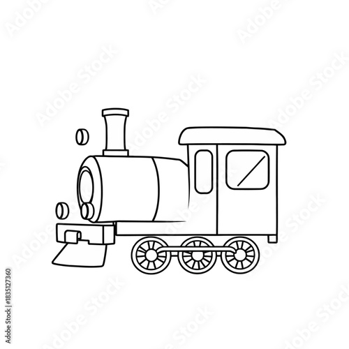 Train outline drawing vector illustration for coloring book or kids activity worksheet 100 char