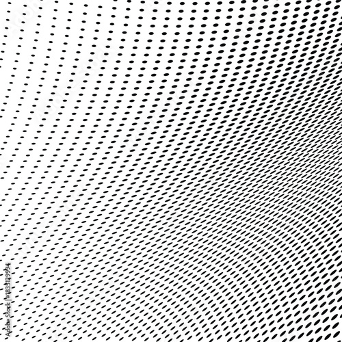 Abstract halftone wave dotted background. Halftone  grunge pattern with square.  Vector halftone modern pop art twisted texture for poster, cover, business card, postcard, art label layout, sticker.