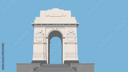 Illustration of India Gate, a war memorial located in New Delhi, India.