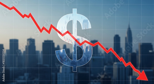 Free Download Economic Decline The Negative Financial Trend in the Global Market, with Dollar Symbol - GFXLoad