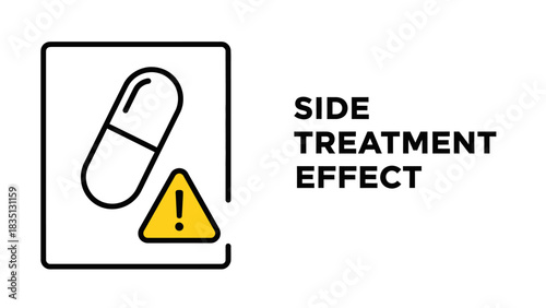 Minimalist black and white outline illustration with yellow accents representing the concept of Side Treatment Effect.