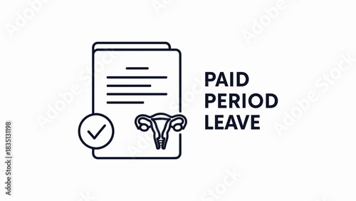 A clean and professional black and white outline illustration representing the concept of Paid Period Leave.
