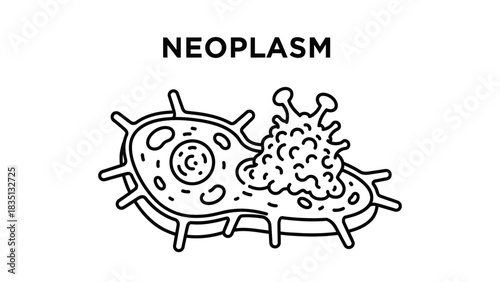 Neoplasm or Tumor Cell Growth Black Line Icon