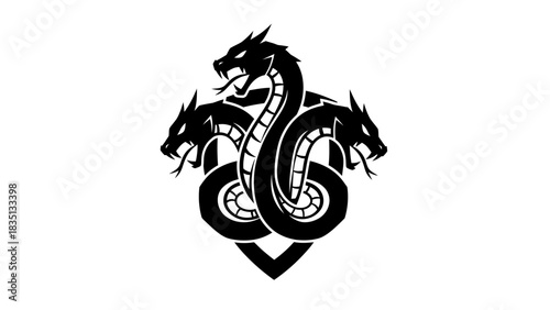 Three-Headed Dragon Emblem - A Symbol of Power and Mysticism.