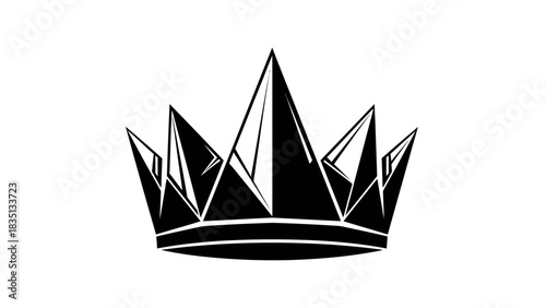 Stylized Black Crown Icon Symbol of Royalty and Power.