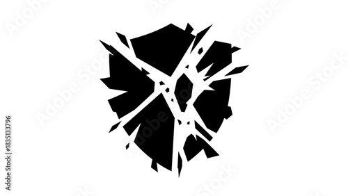 Broken Shield Icon Illustrates Vulnerability and Shattered Protection.