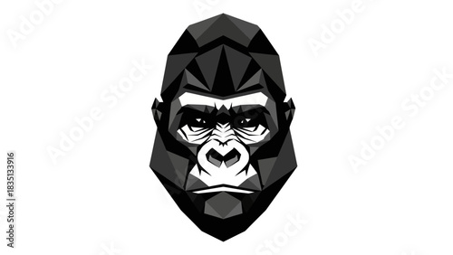 Geometric Gorilla Head - A Striking Low Poly Design.