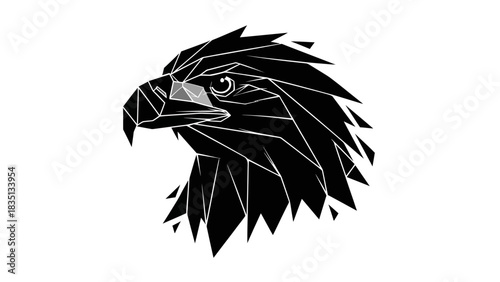 Geometric Eagle Head Silhouette Vector Illustration on White Background.