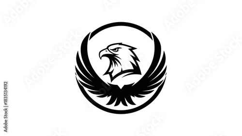 Eagle Head Emblem with Wings Logo Design.